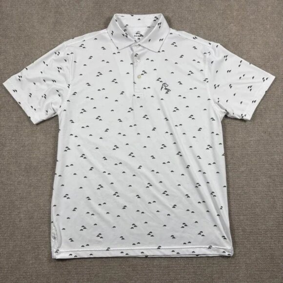 Rhoback White Armadillo AOP Texas Flag Performance Polo Men's Size Medium EUC - Picture 1 of 6